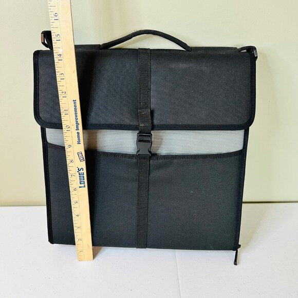 Black Staples 3-Ring D-Ring Zipper Binder Pockets Adjustable Strap - Picture 10 of 13